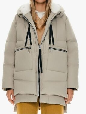 Orolay Women's Puffer Parka Jacket - Taupe, L, VGUC, Neutral Chic, Warm!